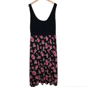 Torrid Womens 2 2X Black Floral Chiffon Skirt Knit Top Maxi Dress